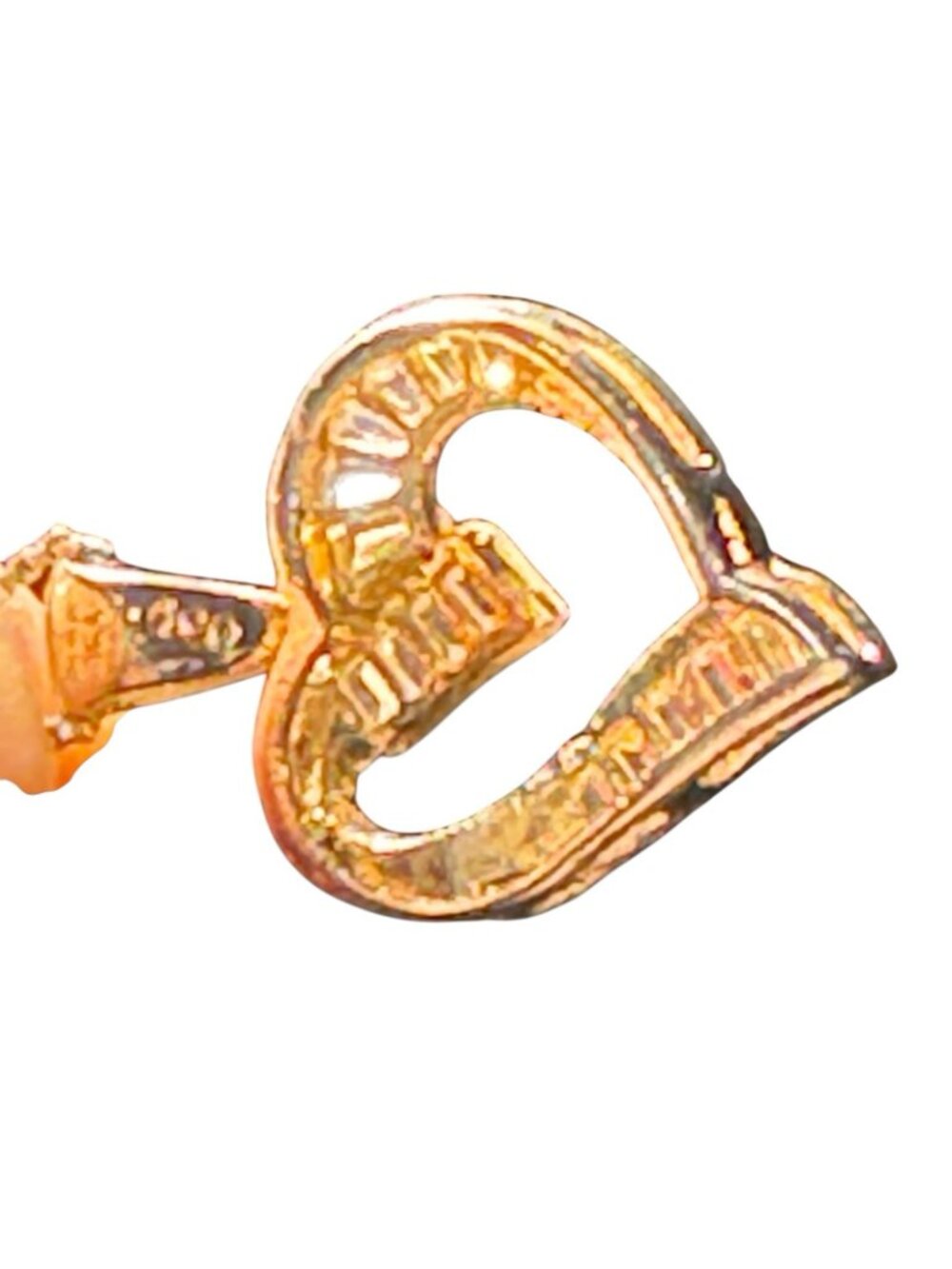 Heart Pendant Vermeil Baguette CZ Necklace Box Chain 19" 925 Cottage Fairy Love - Picture 8 of 15